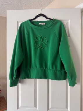 LOFT Cozy Comfy Soft Cropped Shamrock ☘️ Sweatshirt
